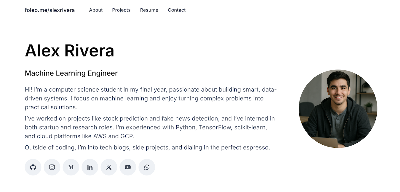 Profile page